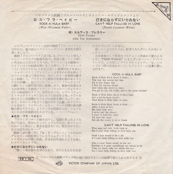 Master Release: Can't Help Falling In Love / Rock-A-Hula Baby by Elvis Presley