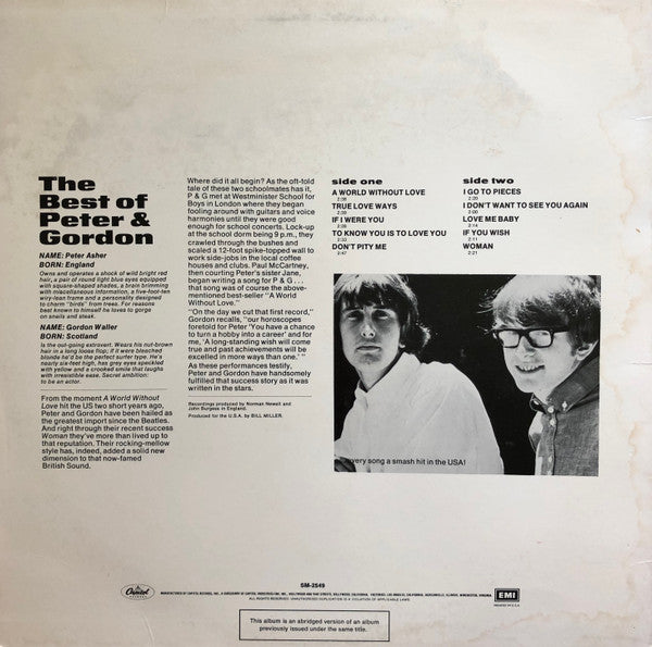 Release: The Best Of Peter And Gordon-Vinyl-US-None-SM-2549-15565801