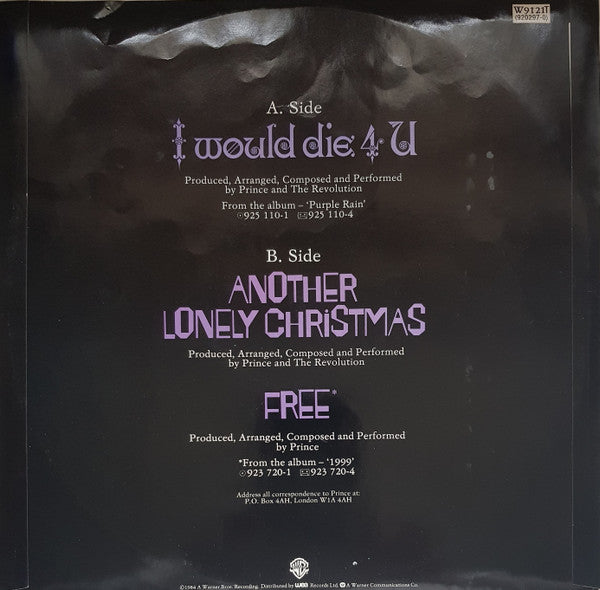 Release: I Would Die 4 U-Vinyl-UK-1984-W9121T, W9121 (T), 920297-0-21571777