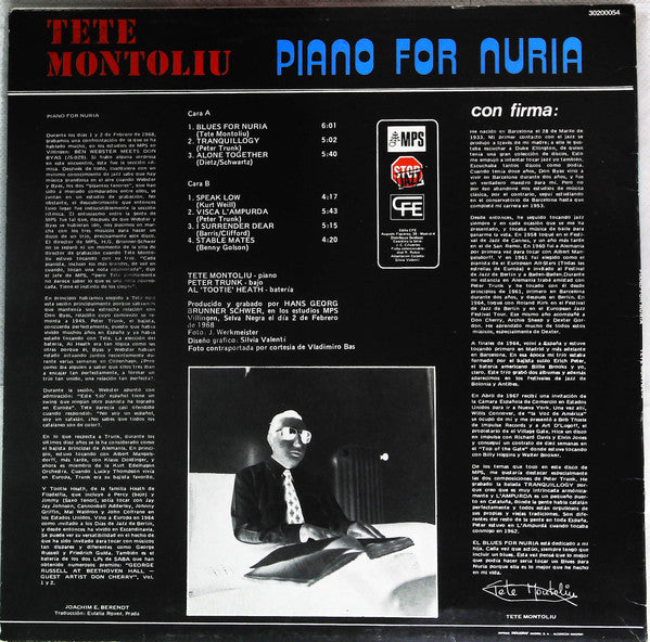 Release: Piano For Nuria-Vinyl-Spain-1988-30200054, 30200054-20312809