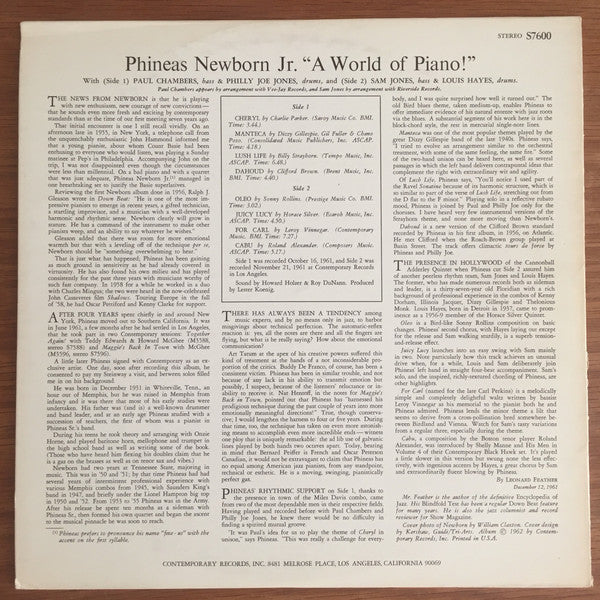 Release: A World Of Piano !-Vinyl-US-1962-S7600-12085780