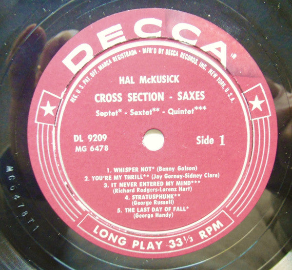 Release: Cross Section-Saxes-Vinyl-US-1958-DL 9209-17395495