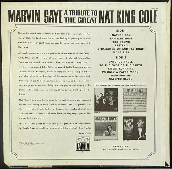 Release: A Tribute To The Great Nat King Cole-Vinyl-US-1965-S-261-24731633