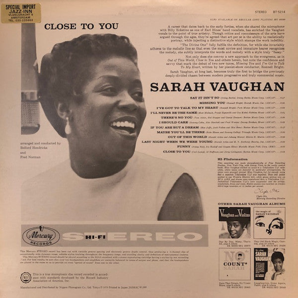 Master Release: Close To You by Sarah Vaughan