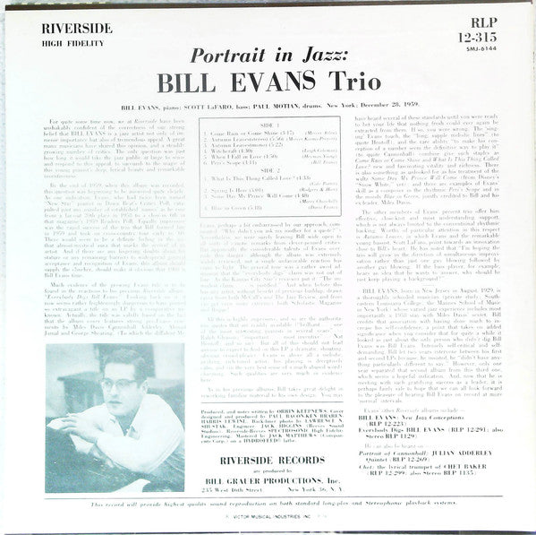 Release: Portrait In Jazz-Vinyl-Japan-1976-SMJ-6144, RLP 12-315-13437694