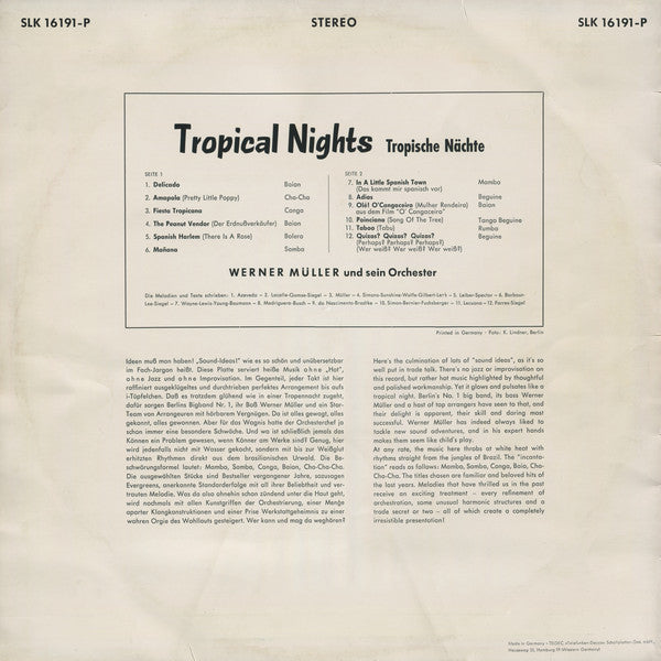Release: Tropical Nights - Tropische Nächte-Vinyl-Germany-None-SLK 16191-P-12104998