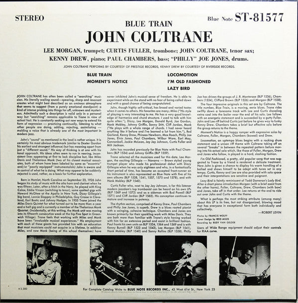 Release: Blue Train-Vinyl-Japan-1978-ST-81577, BST 81577, FRP 5-4-21690847