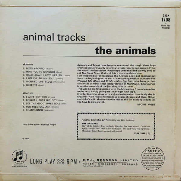 Release: Animal Tracks-Vinyl-UK-1965-33SX 1708-17304103