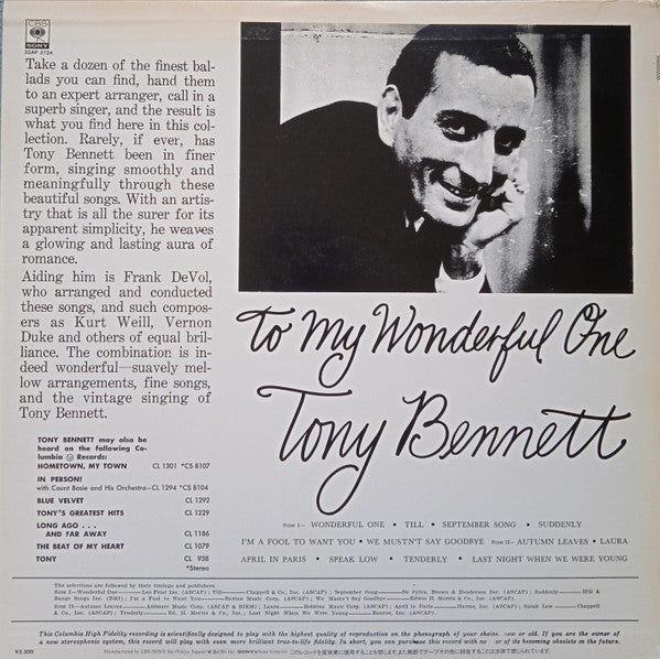 Master Release: To My Wonderful One by Tony Bennett