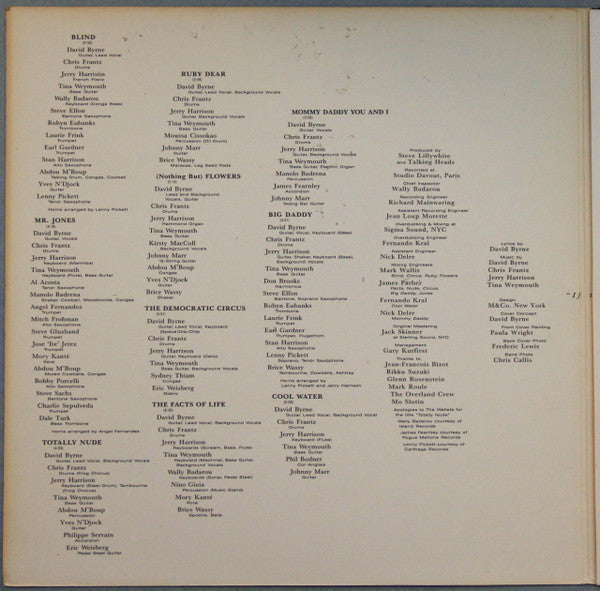 Master Release: Naked by Talking Heads