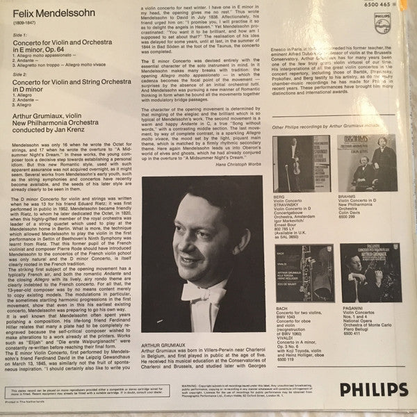 Master Release: Violin Concertos In E Minor & D Minor by Felix Mendelssohn-Bartholdy