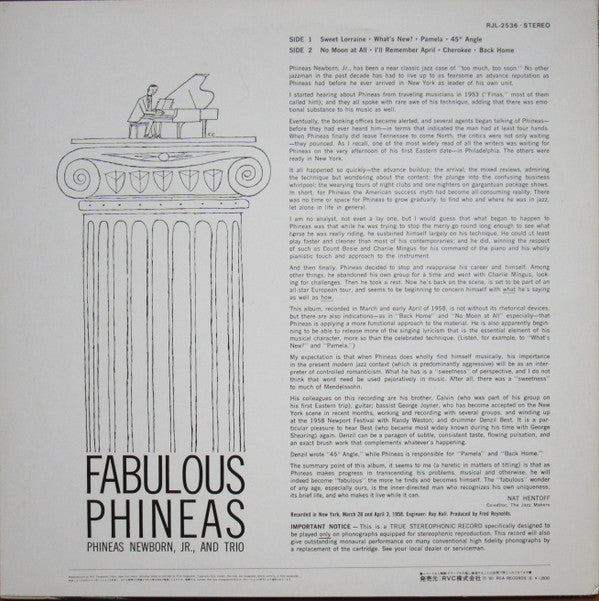Release: Fabulous Phineas-Vinyl-Japan-1981-RJL-2536-13150554