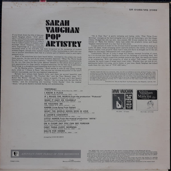 Release: Pop Artistry-Vinyl-US-1966-SR 61069, SR-61069-14704891