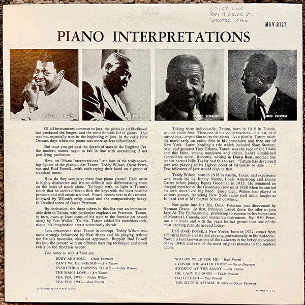 Release: Piano Interpretations-Vinyl-US-1961-MGV-8127, V-8127-26119463