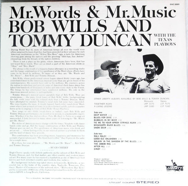 Release: Mr. Words & Mr. Music-Vinyl-Japan-1961-GXC 2003, GXC 2003-16011540