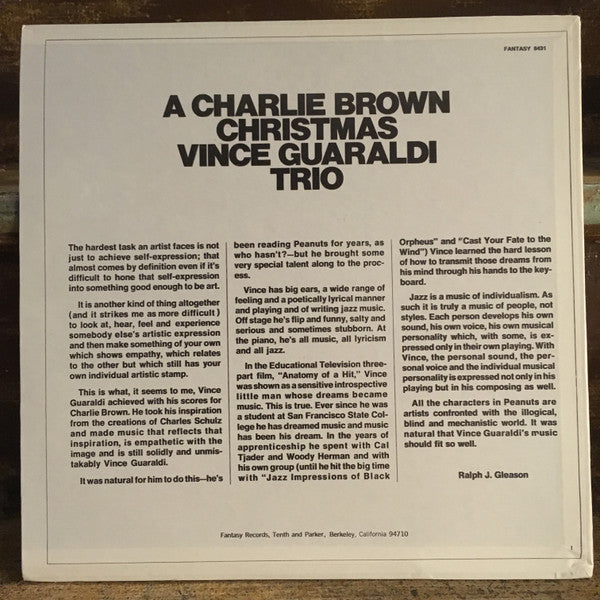 Release: A Charlie Brown Christmas-Vinyl-US-1982-F 8431-12532272