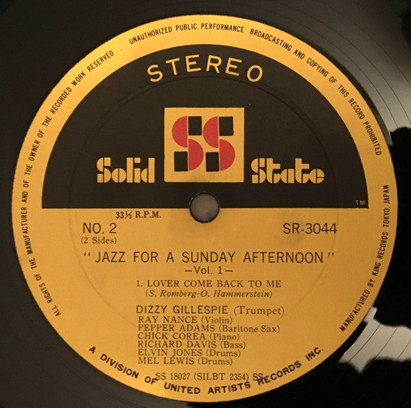 Release: Jazz For A Sunday Afternoon Volume 1-Vinyl-Japan-1969-SR-3044-10165682