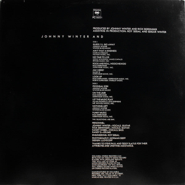 Master Release: Johnny Winter And by Johnny Winter And