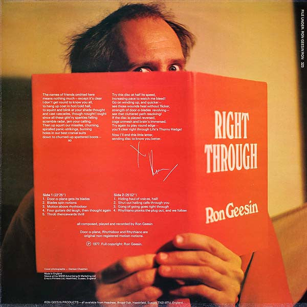 Master Release: Right Through by Ron Geesin