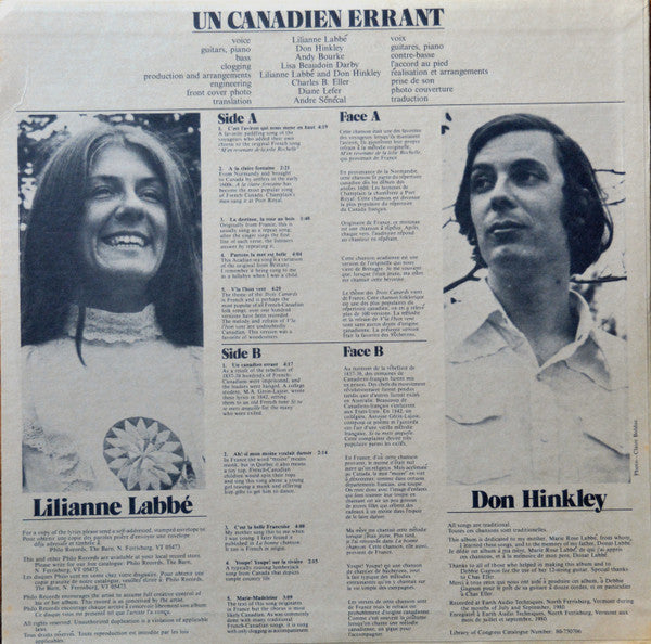 Release: Un Canadien Errant - French Music In The North American Tradition-Vinyl-US-1980-PH-41069-8417098