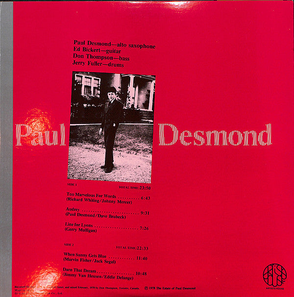 Release: Paul Desmond-Vinyl-Japan-1978-GP-3168-7124718