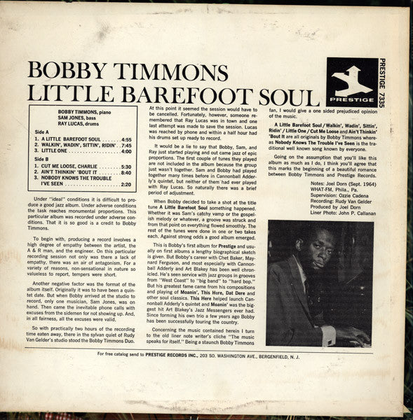 Release: Little Barefoot Soul-Vinyl-US-1964-PR 7335-5289544