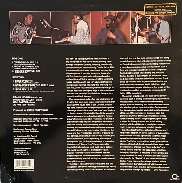 Master Release: Yardbird Suite by Frank Morgan Quartet