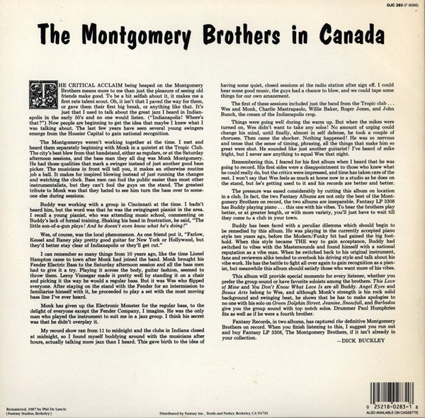 Release: The Montgomery Brothers In Canada-Vinyl-US-1987-OJC-283, OJC 283, F-8066-5718385