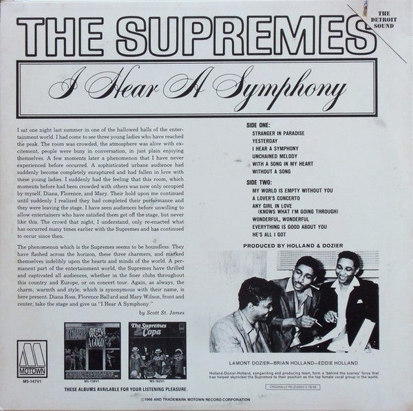 Master Release: I Hear A Symphony by The Supremes