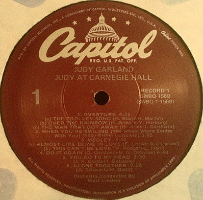 Release: Judy At Carnegie Hall - Judy In Person-Vinyl-US-1977-SWBO-1569-7120214