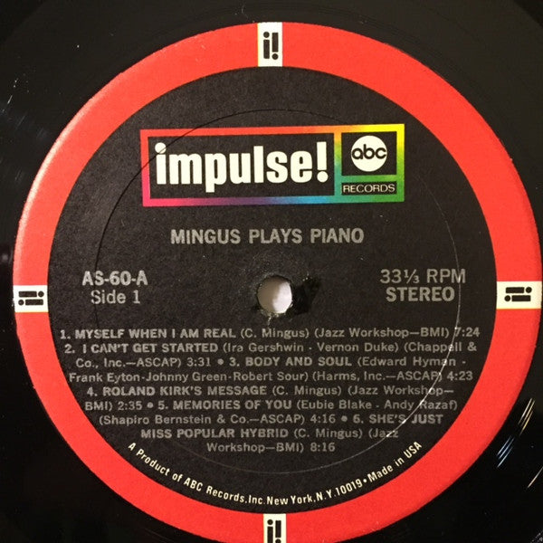 Release: Mingus Plays Piano (Spontaneous Compositions And Improvisations)-Vinyl-US-1968-A-60, AS-60, AS-60-5773167