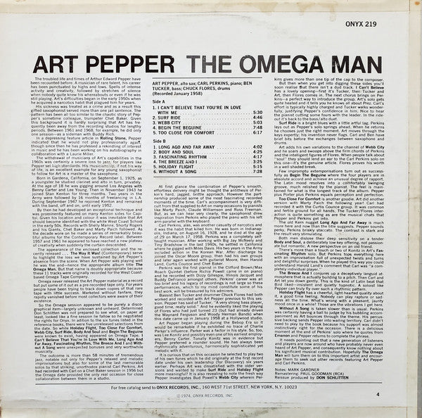 Release: The Omega Man-Vinyl-US-1974-ORI 219, ONYX 219-2938819