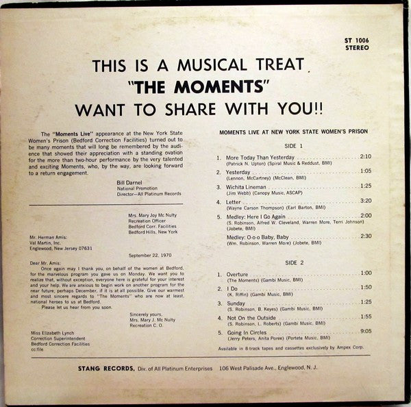 Release: Live At The New York State Womans Prison-Vinyl-US-1971-ST 1006, ST1006-2101322