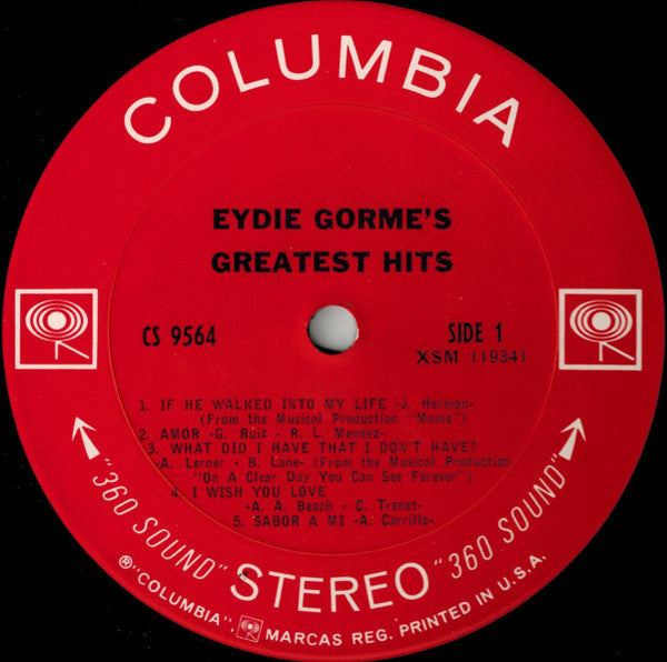 Release: Eydie Gorme's Greatest Hits-Vinyl-US-1967-CS 9564-1684965