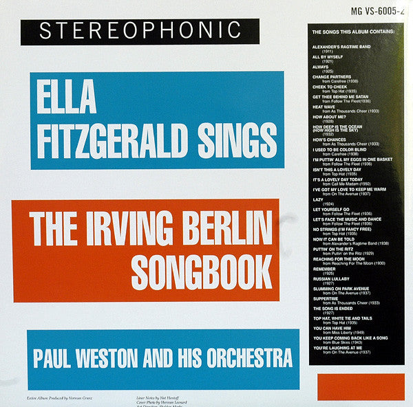 Master Release: Ella Fitzgerald Sings The Irving Berlin Songbook by Ella Fitzgerald