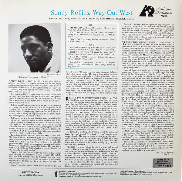 Release: Way Out West-Vinyl-US-1992-APJ 008-2607853