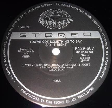 Release: You Have Got Somethin To Say, Say It Right-Vinyl-Japan-1987-K12P-667-1086834