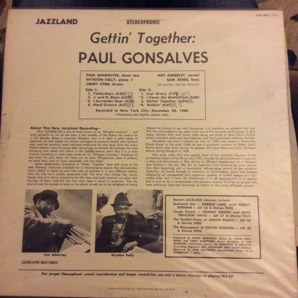 Master Release: Gettin' Together by Paul Gonsalves