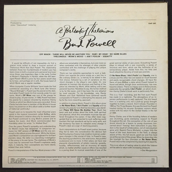Release: A Portrait Of Thelonious-Vinyl-Japan-1977-15AP 545-7458351