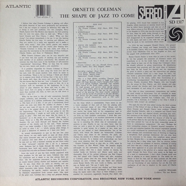 Release: The Shape Of Jazz To Come-Vinyl-US-None-1317, SD 1317 -6078923