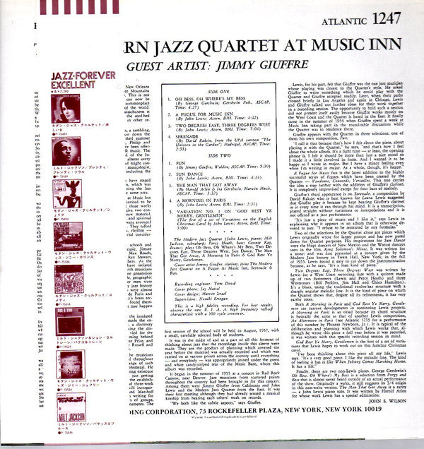 Release: The Modern Jazz Quartet At Music Inn-Vinyl-Japan-1977-P-7553A, 1247-7007221