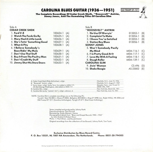 Release: Carolina Blues Guitar (1936-1951)-Vinyl-Netherlands-1988-OT-1211-4751569
