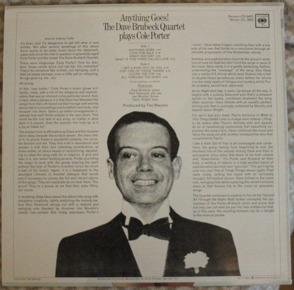 Release: Anything Goes! The Dave Brubeck Quartet Plays Cole Porter-Vinyl-US-1971-CS 9402-3342980
