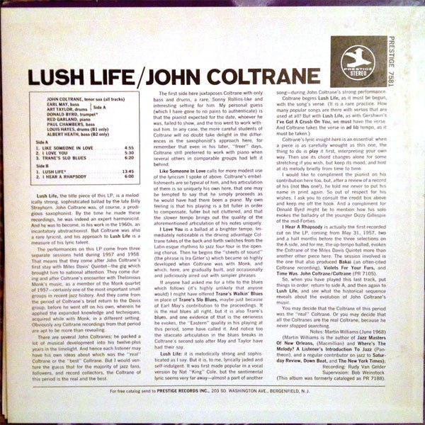 Release: Lush Life-Vinyl-US-1968-PR 7581, PRST 7581-4874174