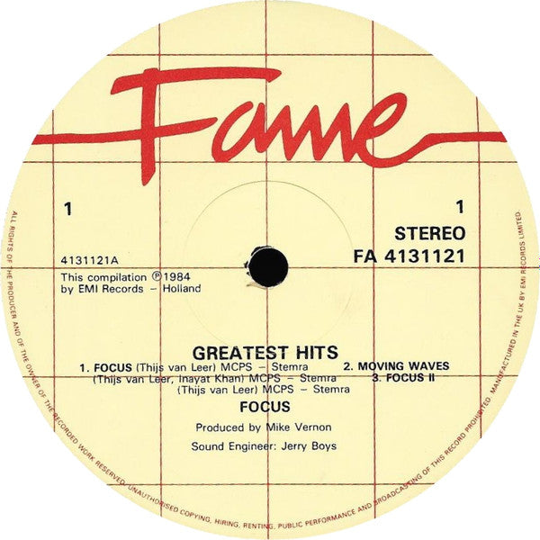 Release: Greatest Hits Of Focus-Vinyl-UK-1984-FA 41 31121, FA 4131121-3631820