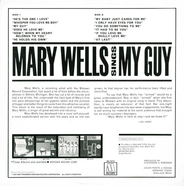 Release: Sings My Guy-Vinyl-US-1981-M5-167V1-2701221