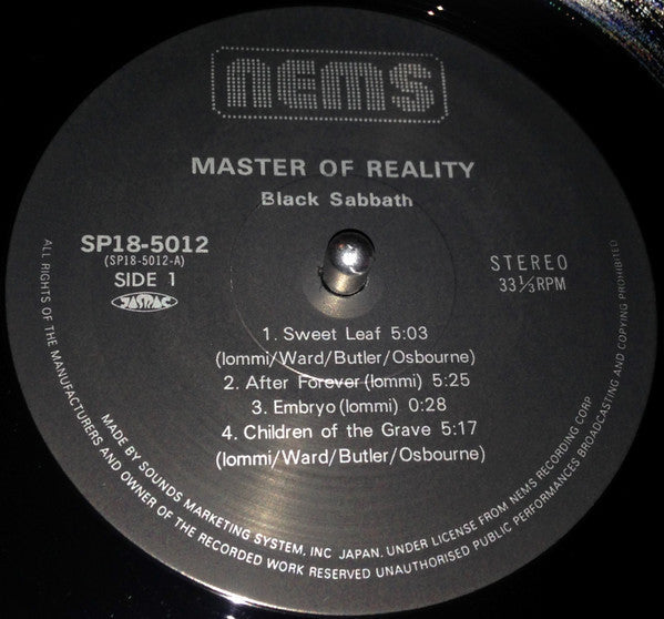 Release: Master Of Reality-Vinyl-Japan-1980-SP18-5012-3591692