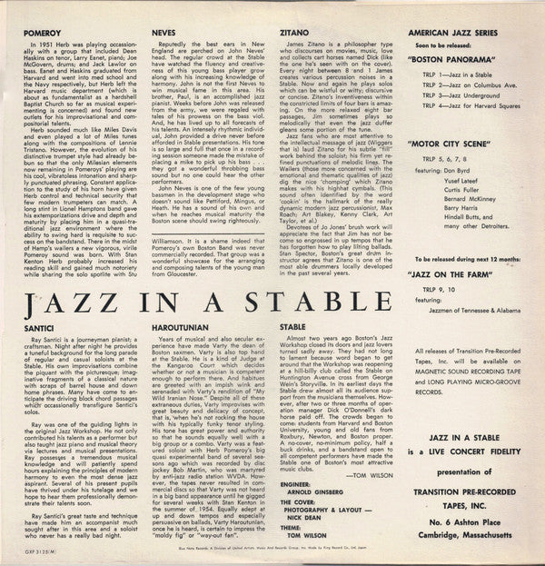 Release: Jazz In A Stable-Vinyl-Japan-1979-GXF 3125 (M), GXF-3125-4759902