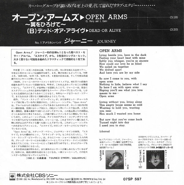 Master Release: Open Arms by Journey