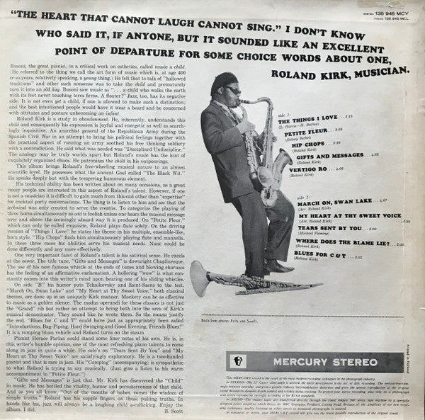 Master Release: Gifts & Messages by Roland Kirk